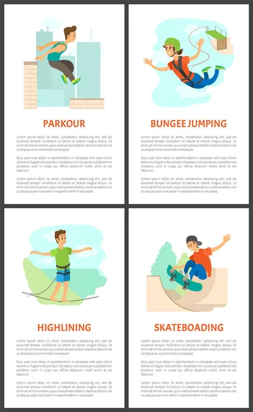 Parkour en skateboarden Young Male Poster Set — Stockvector