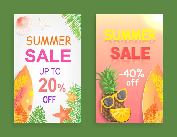 Verano venta reducción conjunto vector ilustración — Archivo Imágenes Vectoriales