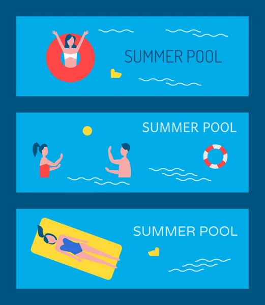 Summer Pool Αφίσα κειμένου Ορισμός διανυσματική απεικόνιση — Διανυσματικό Αρχείο