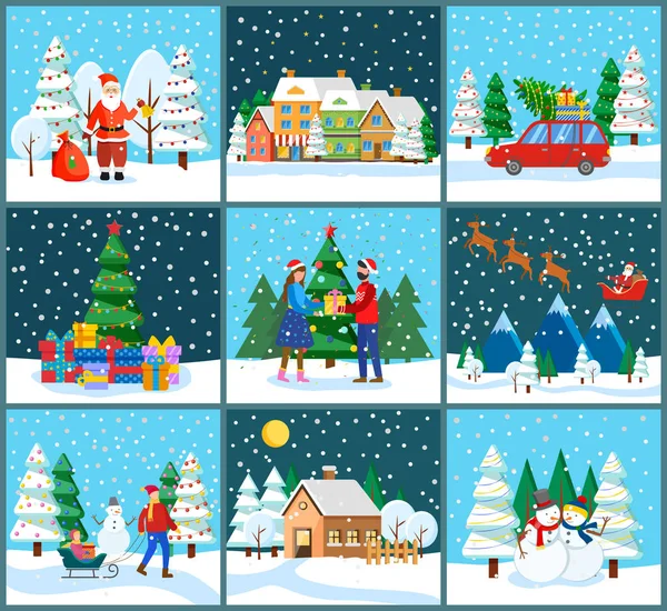 Święta Bożego Narodzenia i Nowy Rok Zimowe święto — Wektor stockowy