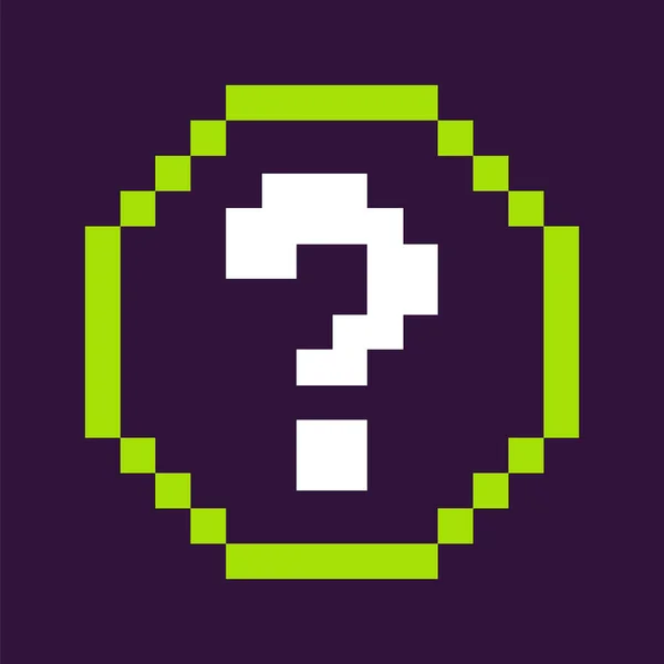 Marca de pregunta en círculo, Pixel Game Icon Vector — Vector de stock