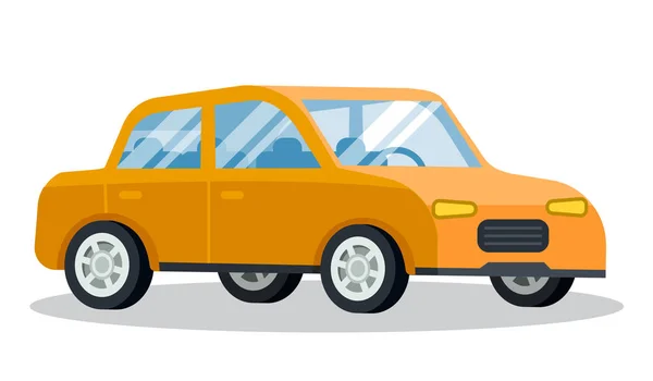 Vehículo retro amarillo del coche que se mueve hacia adelante Vector — Vector de stock