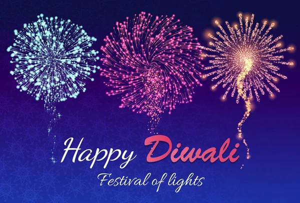 Happy Diwali, Lichterfest mit Feuerwerk — Stockvektor
