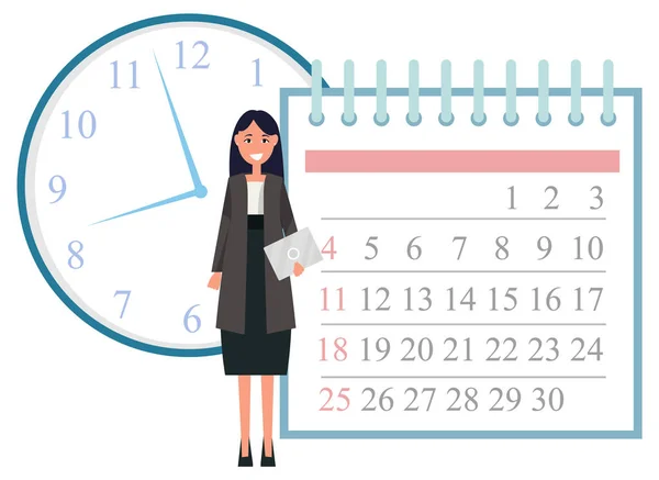 Sekretarz z dokumentem i czasem kalendarzowym — Wektor stockowy