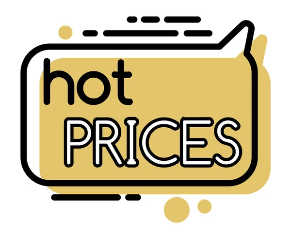 Hot Prices on Products on Sale, Promotion Label — Stock Vector