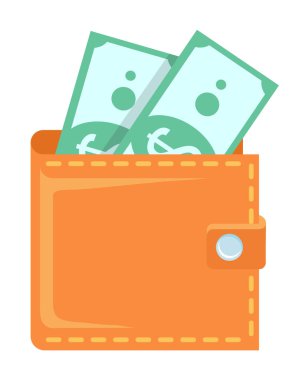 Banknotlu Cüzdan Yeşil Kağıt Dolar Vektörü