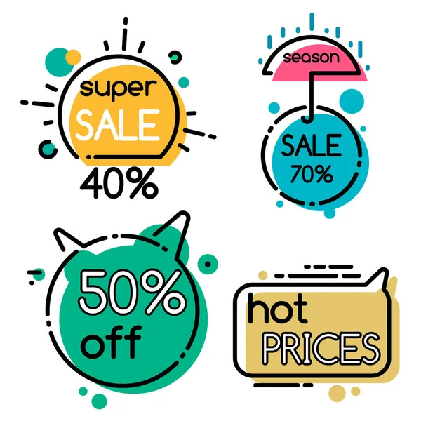 Shopping Promotie en Super Sale Sticker Vector — Stockvector