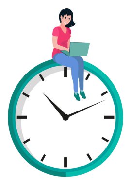 Zaman Yönetimi, Saatte Dizüstü Bilgisayarda Çalışan Kadın