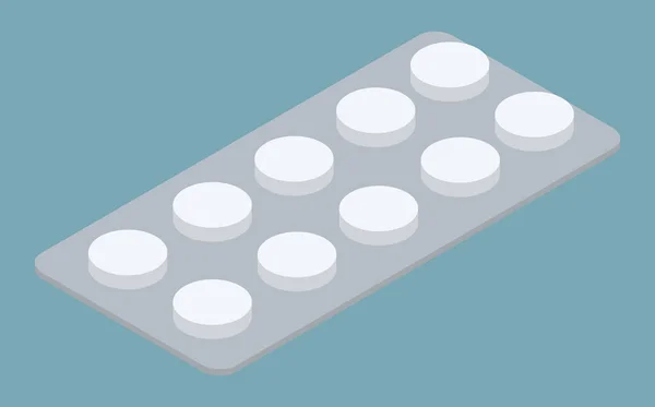 Comprimidos em Embalagem para Tratamento ou Vetor de Dose de Vitamina — Vetor de Stock