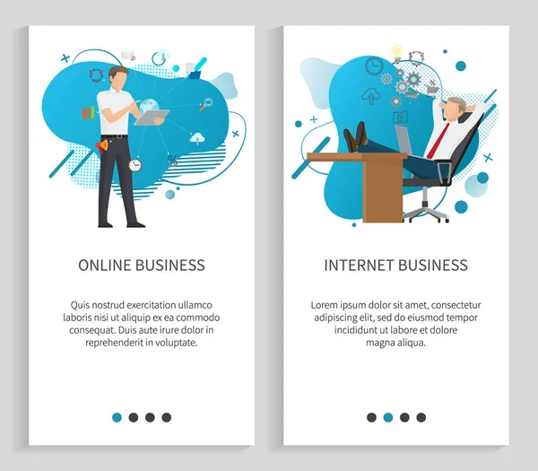 Modèle de diapositive de commerce électronique, vecteur d'affaires en ligne — Image vectorielle