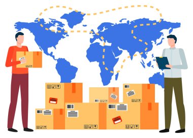 Paket Sembol Vektörüyle Uluslararası İş