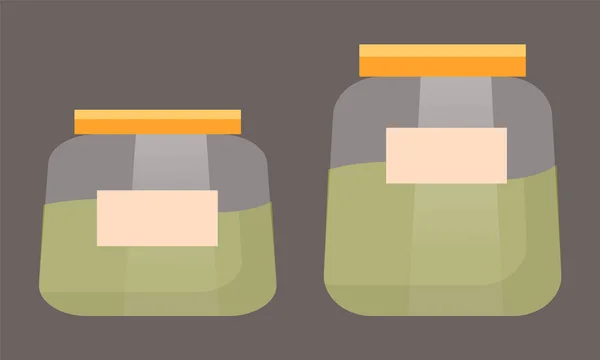 緑の液体または抹茶、ポットを分離した瓶 — ストックベクタ