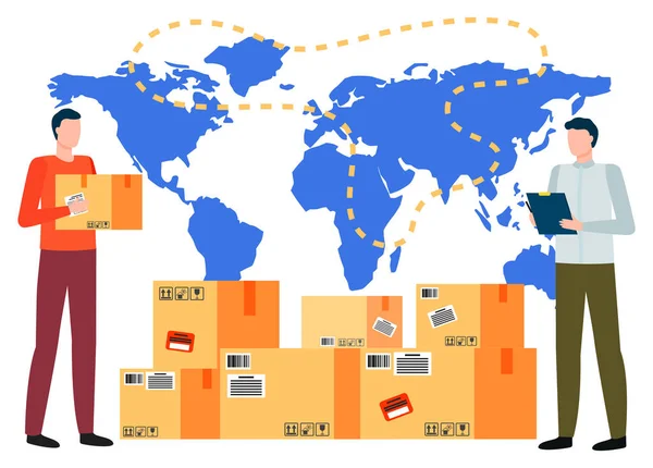 Negócios Internacionais com Parcel Symbol Vector — Vetor de Stock