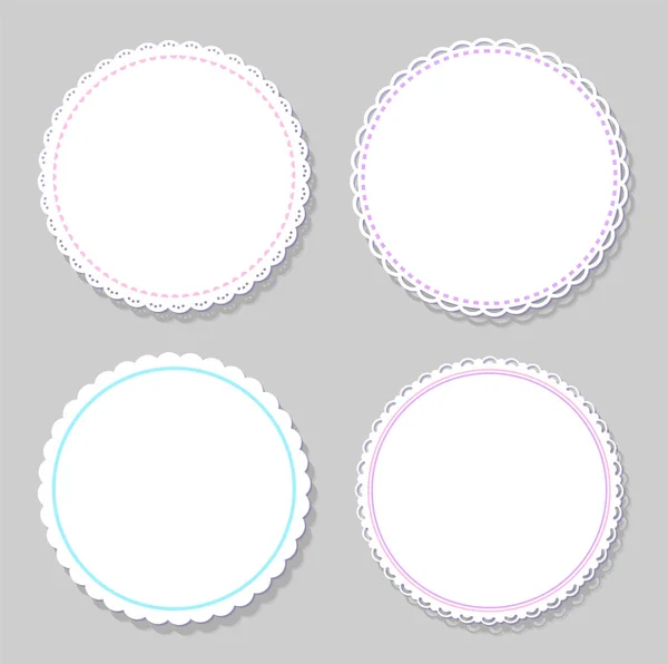 Круглі серветки з різними краями ізольовані на сірий — стоковий вектор