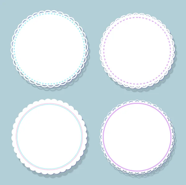 Serviettes rondes avec divers bords isolés sur gris — Image vectorielle