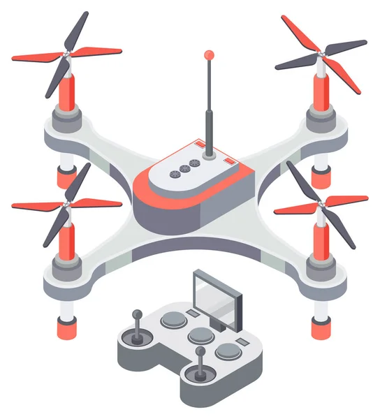 Quadricottero e telecomando, Drone Vector — Vettoriale Stock
