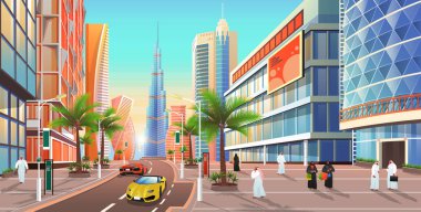 Dubai Caddesi, Uae Şehri Skyline Vektörü