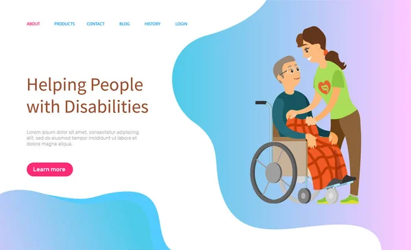 Soins de santé Volontariat, Homme handicapé, vecteur de soins — Image vectorielle