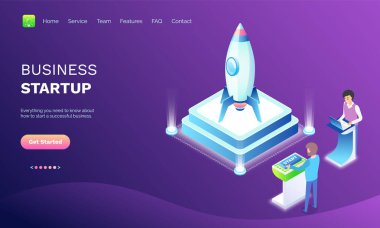 Laptop, Business Startup Web Vektörlü işçiler