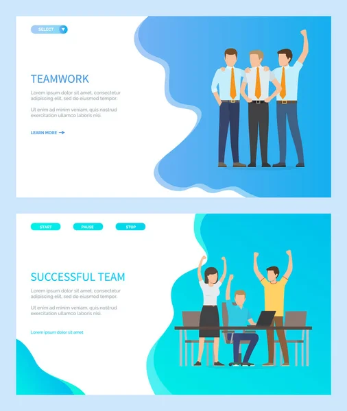 Succesvol team, Teamwork van medewerkers van People Office — Stockvector