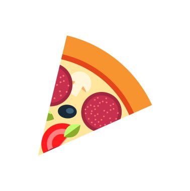 Salamlı ve sebze vektörlü pizza dilimi.