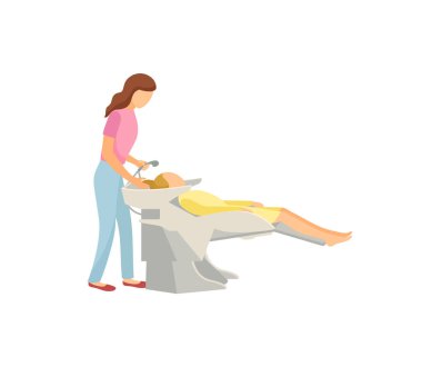 Spa Salonu Saç Yıkama İstemcisi ve Uzman Simge Vektörü