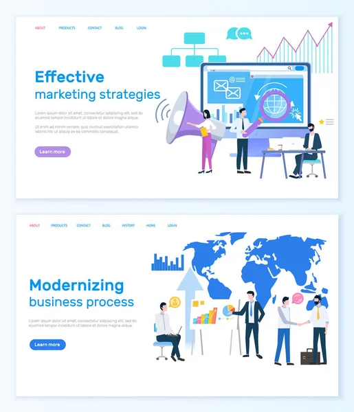 マーケティング戦略｜ビジネスプロセスの近代化 — ストックベクタ