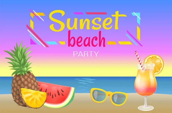 Banner de festa de praia de verão, amostra de Vector Placard — Vetor de Stock
