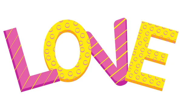 Amore gonfiabili palloncini lettere con strisce — Vettoriale Stock
