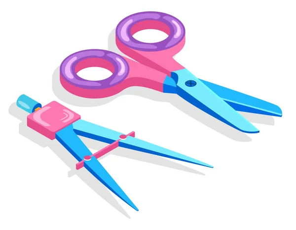 Scissors, School or Office Supply with Handles — Stock Vector