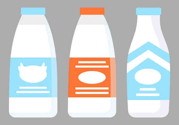 Produtos lácteos como leite e iogurte, Kefir na loja — Vetor de Stock
