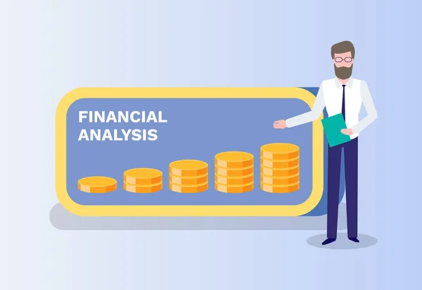 Financial Analysis Man Presenting Infochart Vector — 스톡 벡터