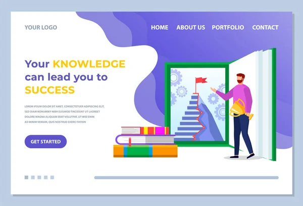 Knowledge Can Lead to Success, Education Book — 스톡 벡터