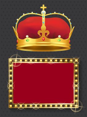 Parlayan Lamba Çerçevesi ve Altın Kraliyet Crown Vektörü