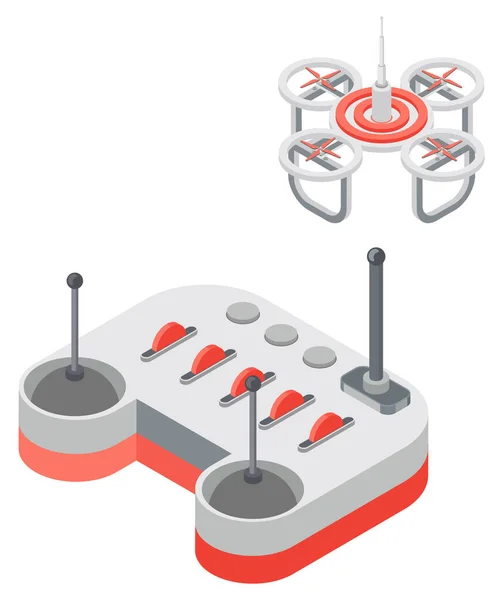 Quadcopter und Fernbedienung, Drohnen-Vektor — Stockvektor