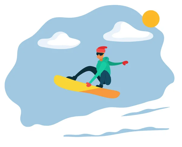 Man Riding on Snowboard, Extrém Téli Sport — Stock Vector