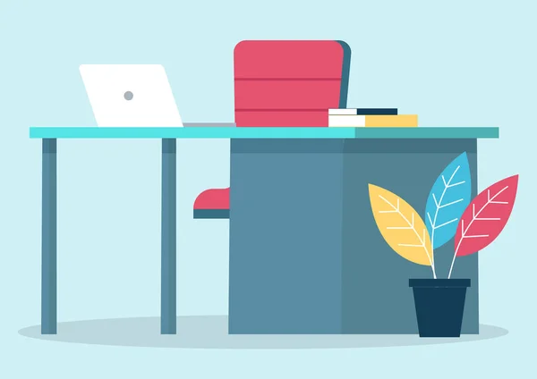 Komfort och modern arbetsplats med laptop på kontoret — Stock vektor