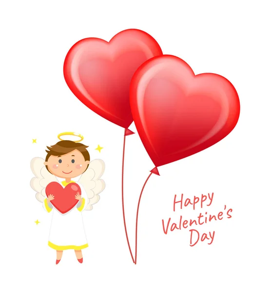 Cumprimentos do Dia dos Namorados, Balões em forma de coração — Vetor de Stock