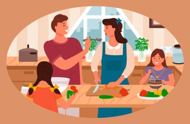 Mutfakta Aile Aşçılığı Ebeveynler ve Çocuklar Evde