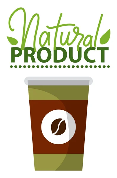 Naturprodukt, Pappbecher zum Mitnehmen mit Kaffee — Stockvektor