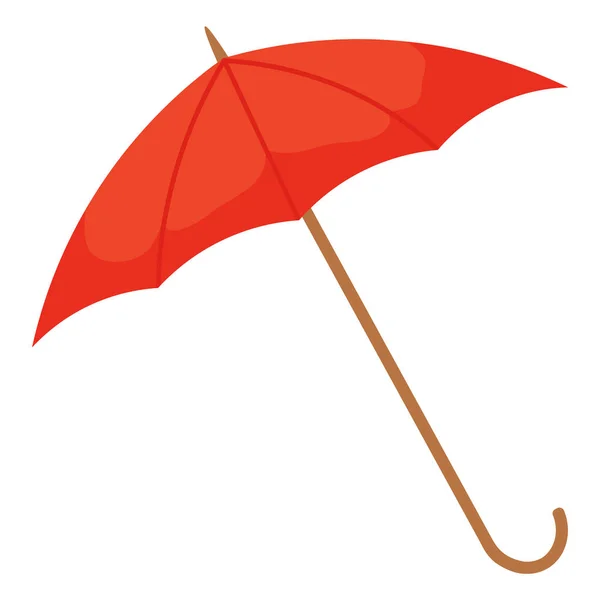 Red Umbrella with Handle, Parasol Icon Closeup — Stock Vector