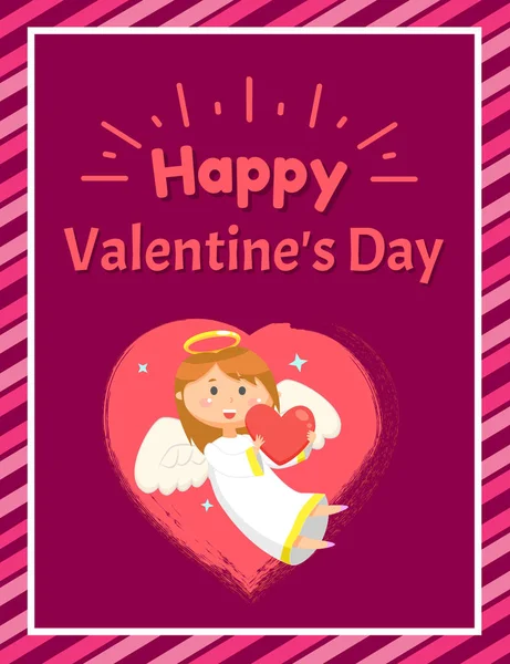 Chica con corazón, ángel y San Valentín Vector — Vector de stock