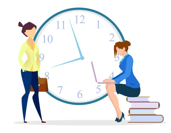 Time Management Women Team Get Best Service Vector — 스톡 벡터