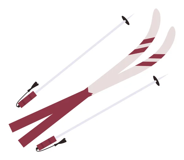Material de esquí Bastón y bastón, icono de los deportes de invierno — Vector de stock