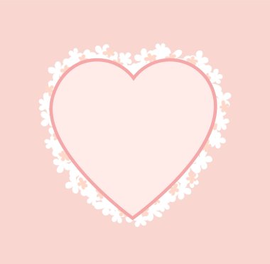Pembe Kalp Şekli Çerçeve Dekorasyonlu Çiçekler