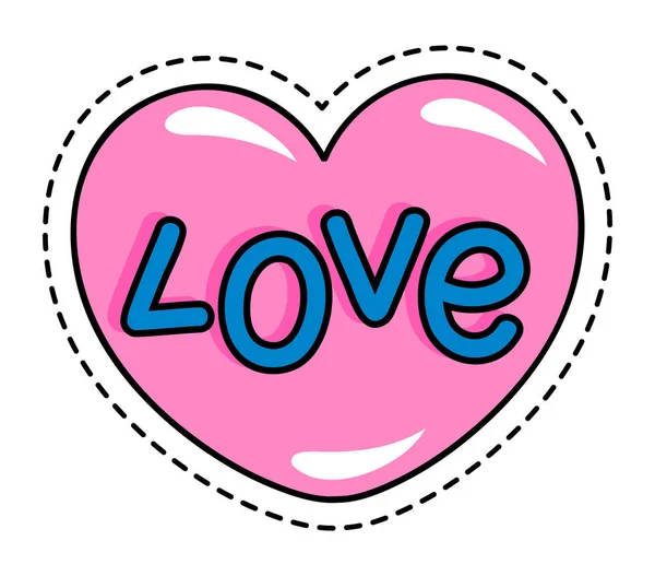 Sticker or Patch in Shape of Heart Isolated Icon — ストックベクタ