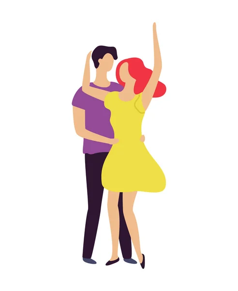 Personajes moviéndose juntos, Vector de pareja de baile — Archivo Imágenes Vectoriales