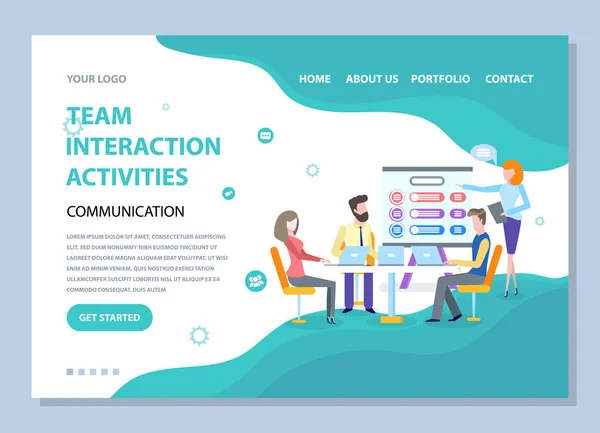 Ekip Etkileşimi Faaliyetleri Web Sitesi — Stok Vektör