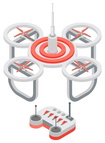 Quadcopter und Fernbedienung, Drohnen-Vektor — Stockvektor