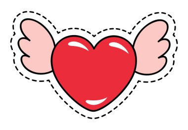 Heart Shaped Sticker with Wings for Valentines Day
